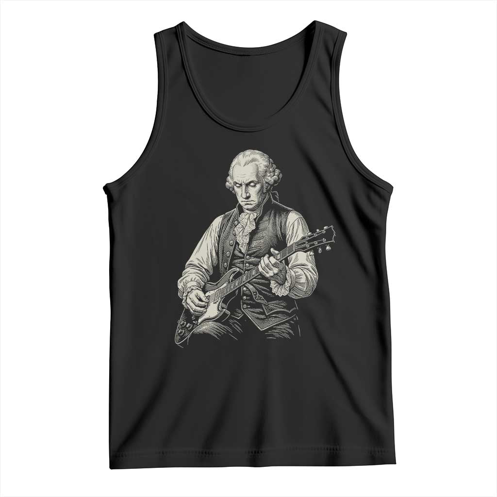 George Washington Rock Star Portrait Tank Top Funny Electric Guitar Player Founding Father Patriotic Graphic
