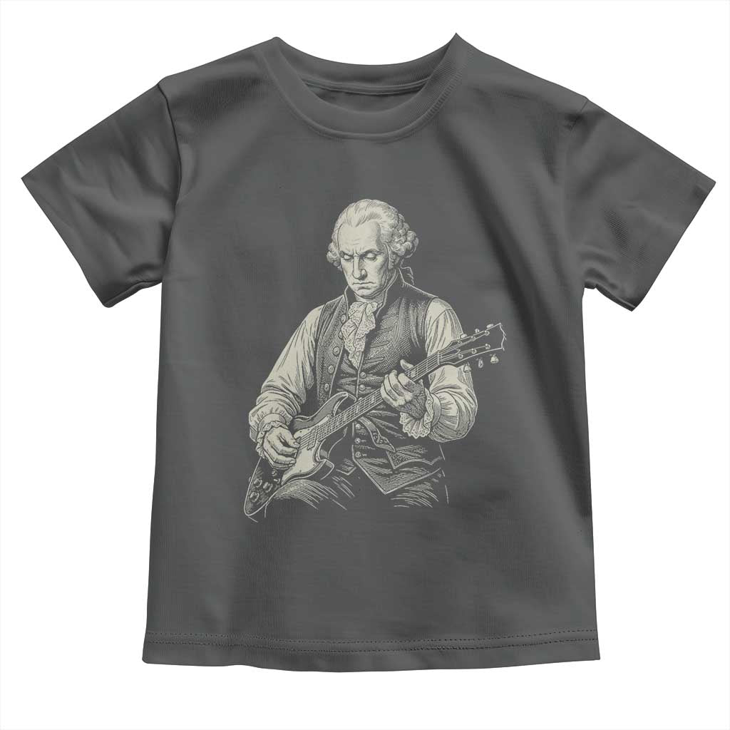 George Washington Rock Star Portrait Toddler T Shirt Funny Electric Guitar Player Founding Father Patriotic Graphic