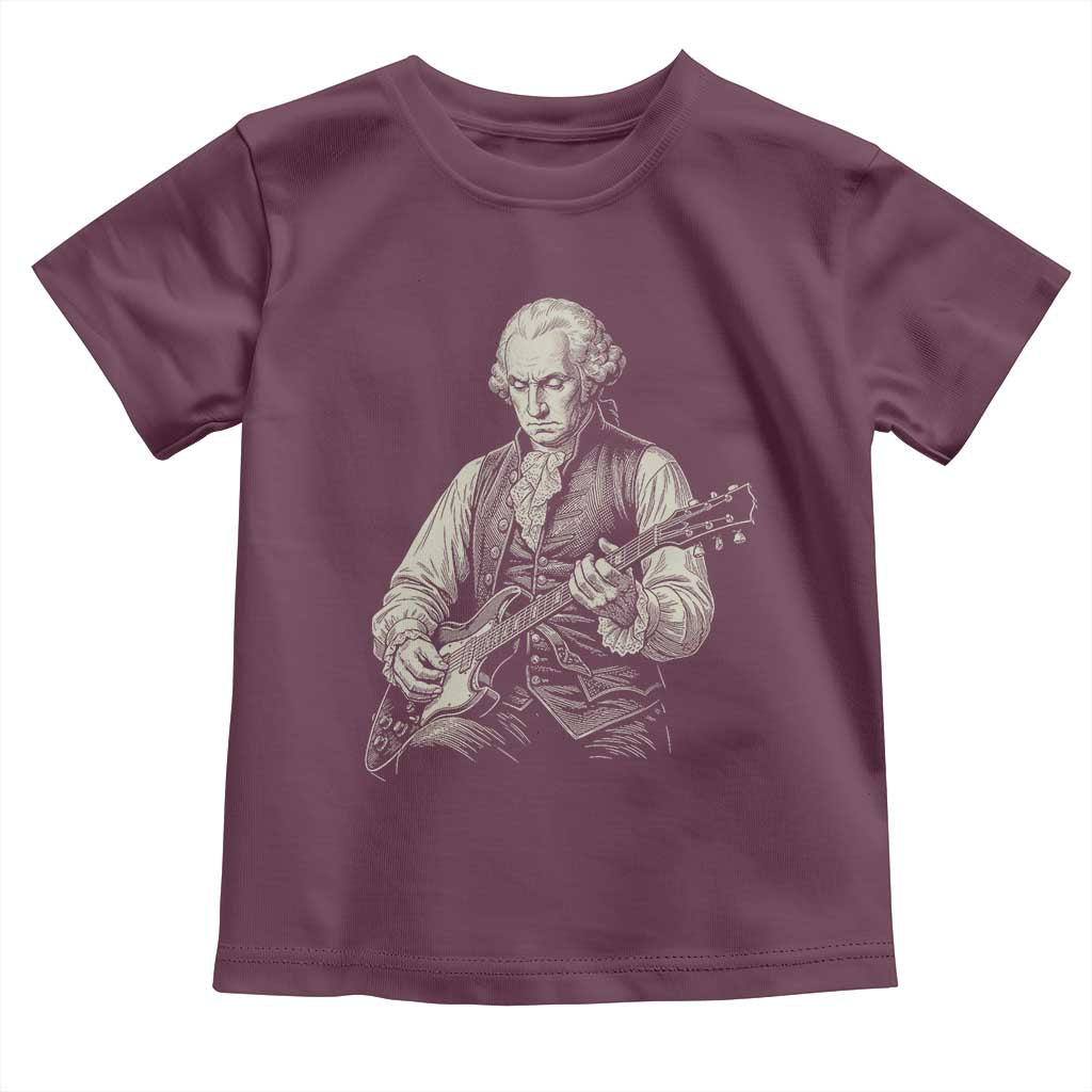 George Washington Rock Star Portrait Toddler T Shirt Funny Electric Guitar Player Founding Father Patriotic Graphic