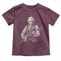 George Washington Rock Star Portrait Toddler T Shirt Funny Electric Guitar Player Founding Father Patriotic Graphic
