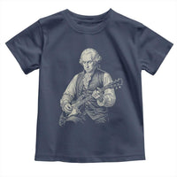 George Washington Rock Star Portrait Toddler T Shirt Funny Electric Guitar Player Founding Father Patriotic Graphic