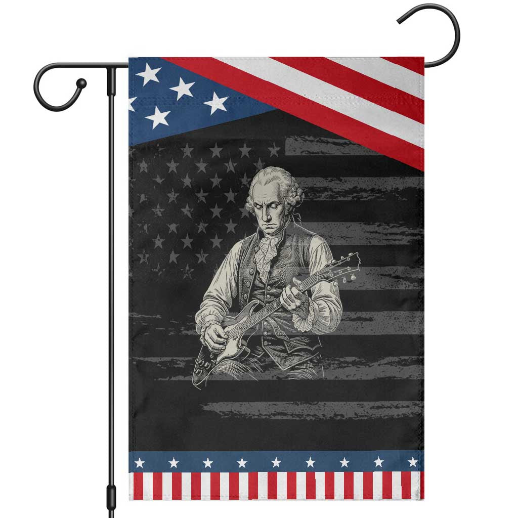 George Washington Rock Star Portrait Patriotic Garden Flag Funny Electric Guitar Player Founding Father Graphic