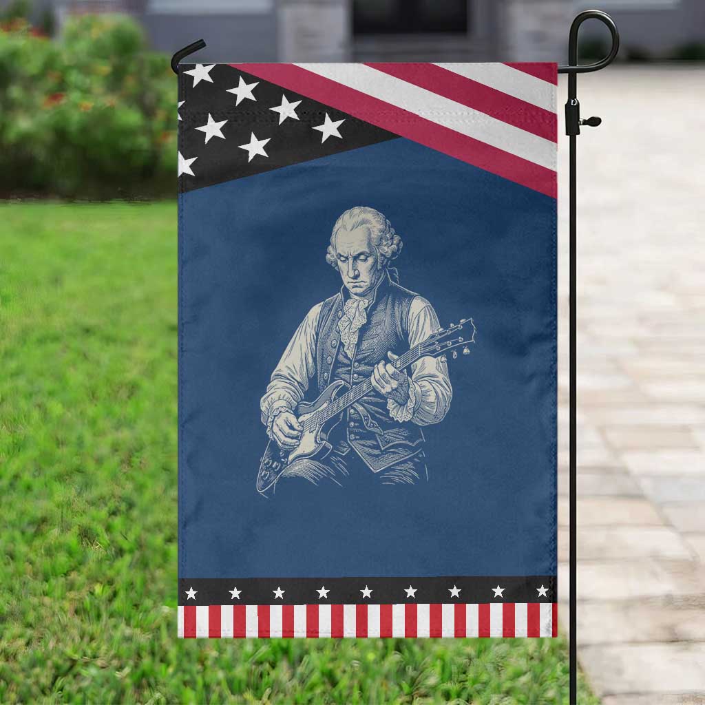 George Washington Rock Star Portrait Patriotic Garden Flag Funny Electric Guitar Player Founding Father Graphic
