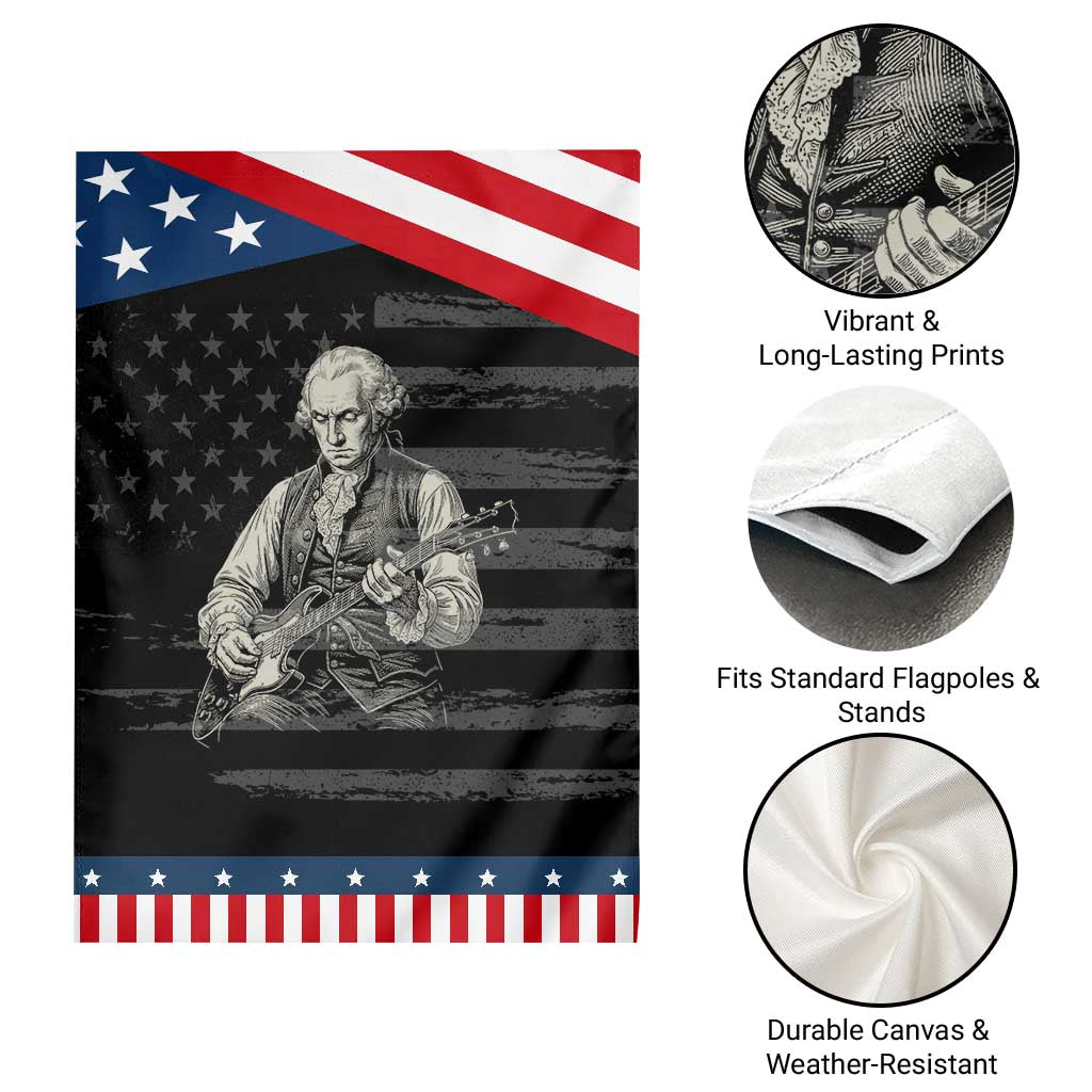 George Washington Rock Star Portrait Patriotic Garden Flag Funny Electric Guitar Player Founding Father Graphic