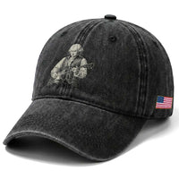 George Washington Rock Star Portrait Washed Cotton Baseball Cap Funny Electric Guitar Player Founding Father Patriotic Graphic