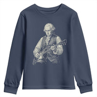 George Washington Rock Star Portrait Youth Sweatshirt Funny Electric Guitar Player Founding Father Patriotic Graphic