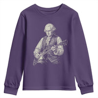 George Washington Rock Star Portrait Youth Sweatshirt Funny Electric Guitar Player Founding Father Patriotic Graphic