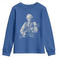 George Washington Rock Star Portrait Youth Sweatshirt Funny Electric Guitar Player Founding Father Patriotic Graphic