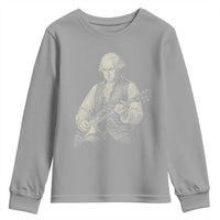 George Washington Rock Star Portrait Youth Sweatshirt Funny Electric Guitar Player Founding Father Patriotic Graphic