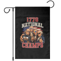1776 National Champs Funny Founding Fathers Selfie Graphic Garden Flag George Washington and Ben Franklin Cool Sunglasses Patriotic