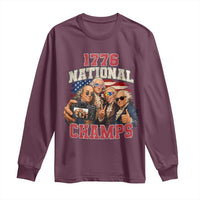 1776 National Champs Funny Founding Fathers Selfie Graphic Long Sleeve Shirt George Washington and Ben Franklin Cool Sunglasses Patriotic
