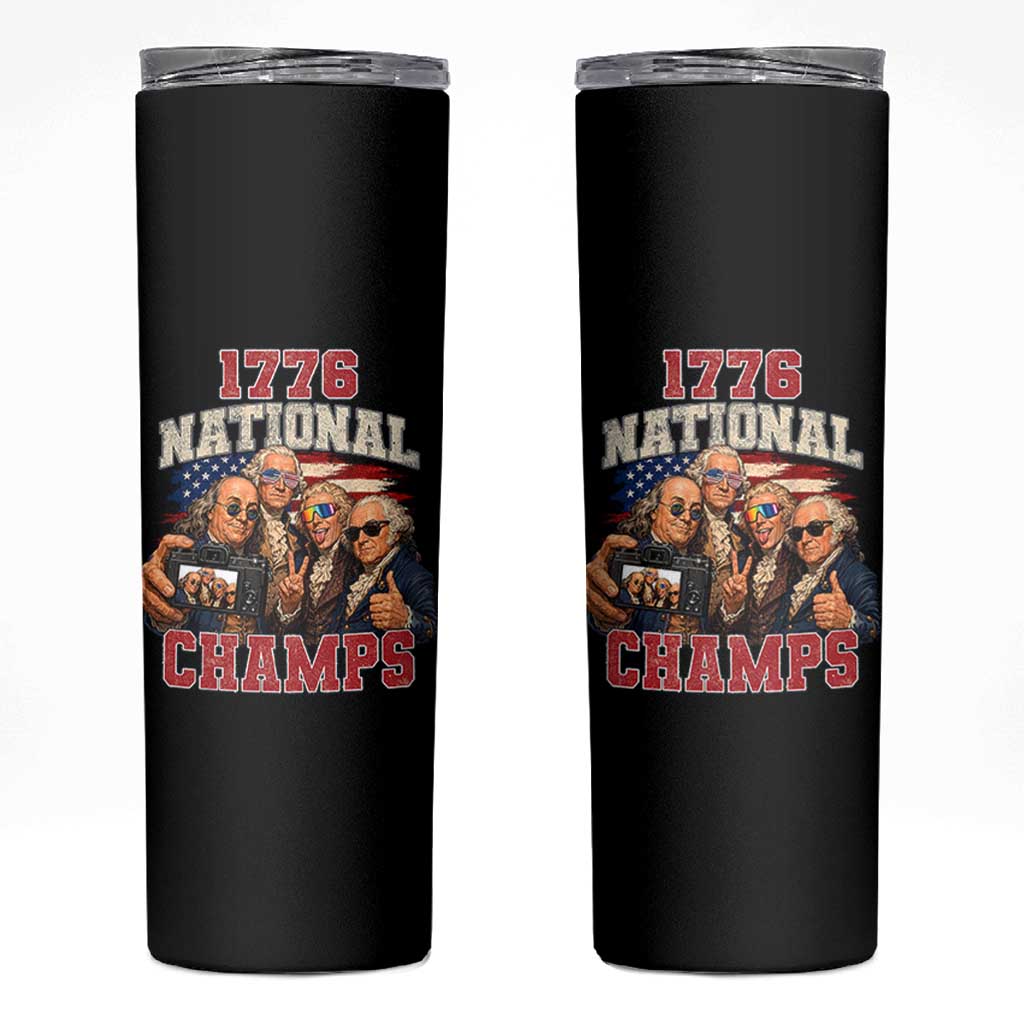 1776 National Champs Funny Founding Fathers Selfie Graphic Skinny Tumbler George Washington and Ben Franklin Cool Sunglasses Patriotic