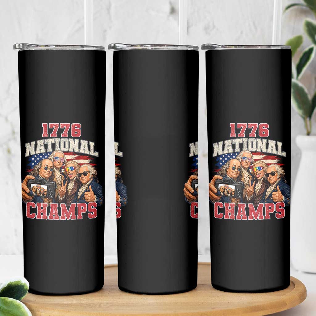 1776 National Champs Funny Founding Fathers Selfie Graphic Skinny Tumbler George Washington and Ben Franklin Cool Sunglasses Patriotic