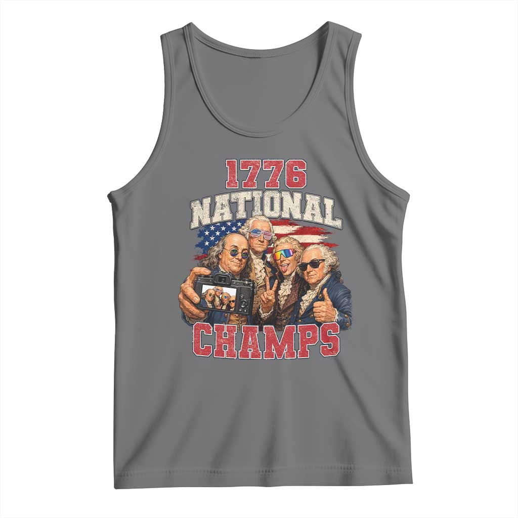 1776 National Champs Funny Founding Fathers Selfie Graphic Tank Top George Washington and Ben Franklin Cool Sunglasses Patriotic