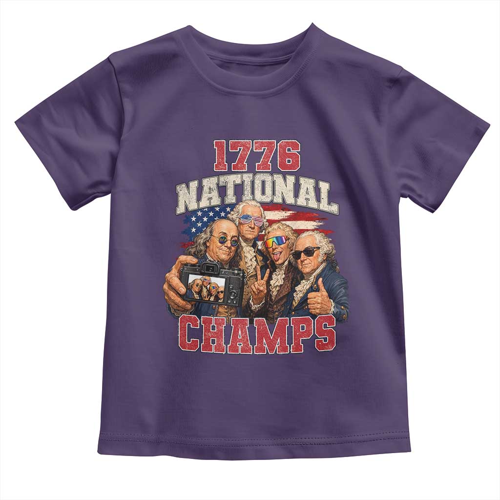 1776 National Champs Funny Founding Fathers Selfie Graphic Toddler T Shirt George Washington and Ben Franklin Cool Sunglasses Patriotic