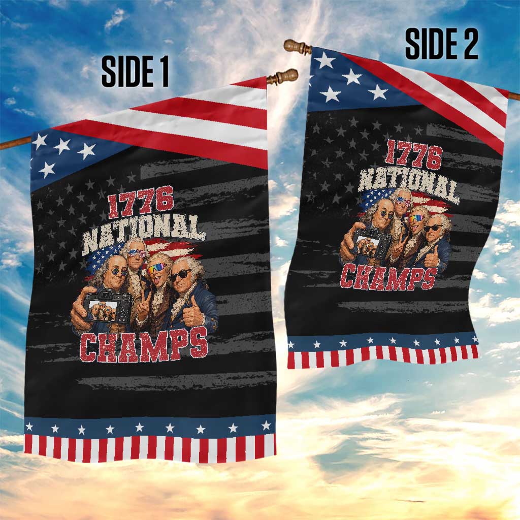 1776 National Champs Funny Founding Fathers Selfie Graphic Patriotic Garden Flag George Washington and Ben Franklin Cool Sunglasses
