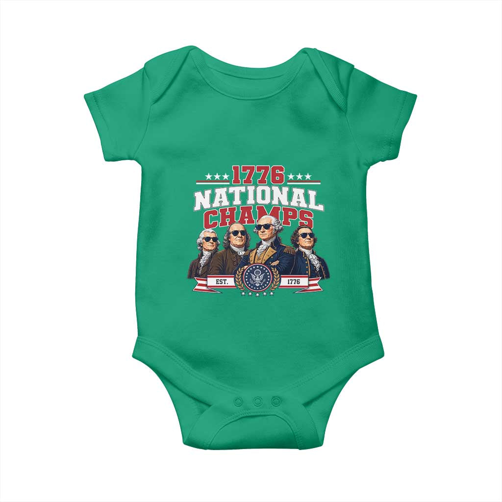 1776 National Champs Est 1776 Vintage Seal Baby Onesie Funny Cool Sunglasses Presidents and Founding Fathers Sports Style Patriotic