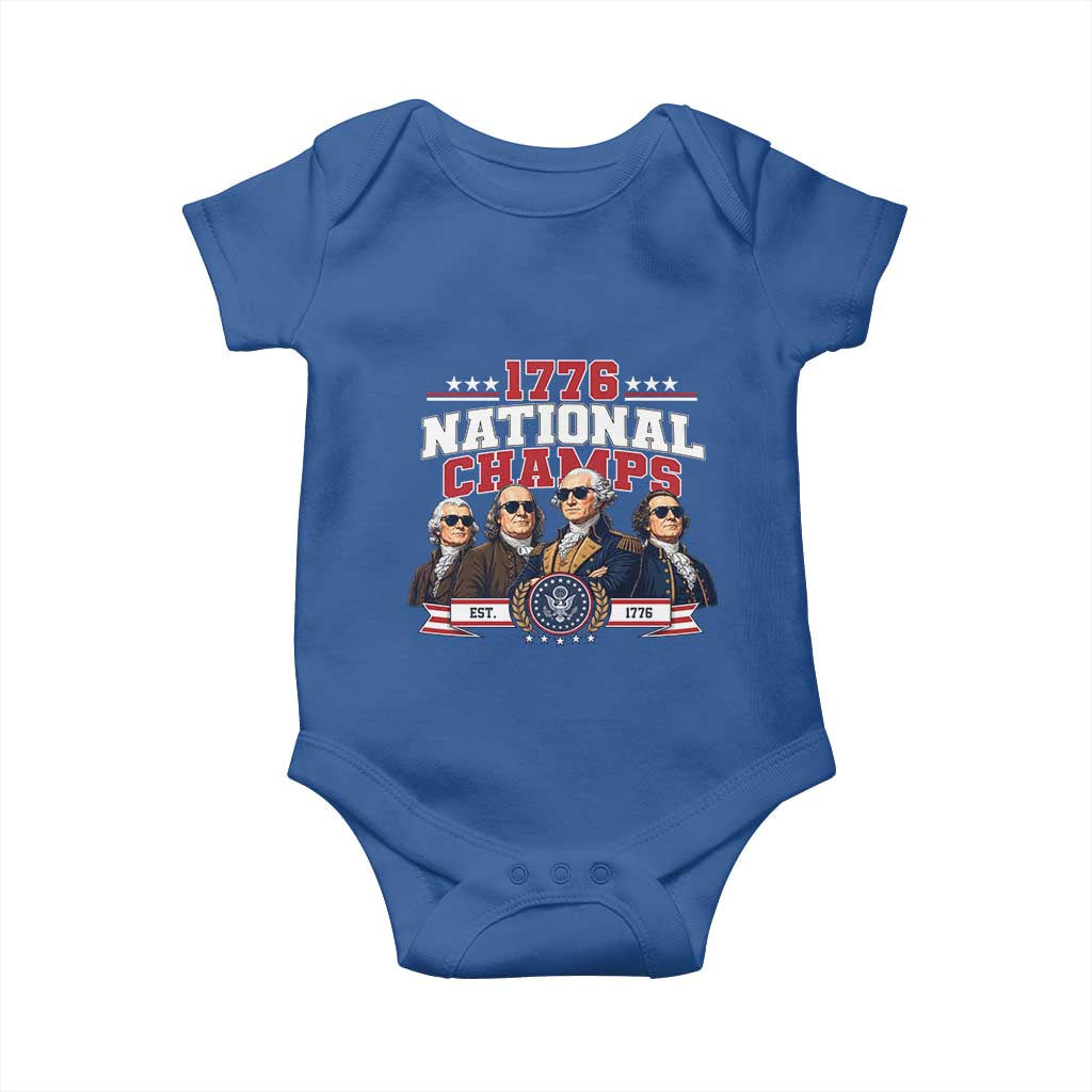 1776 National Champs Est 1776 Vintage Seal Baby Onesie Funny Cool Sunglasses Presidents and Founding Fathers Sports Style Patriotic
