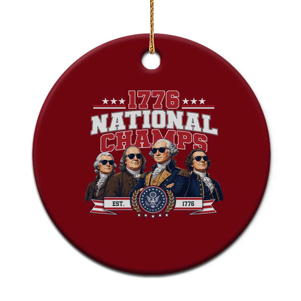 1776 National Champs Est 1776 Vintage Seal Ceramic Ornament Funny Cool Sunglasses Presidents and Founding Fathers Sports Style Patriotic