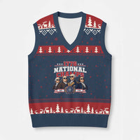 1776 National Champs Est 1776 Vintage Seal V-Neck Knit Sweater Vest Funny Cool Sunglasses Presidents and Founding Fathers Sports Style Patriotic