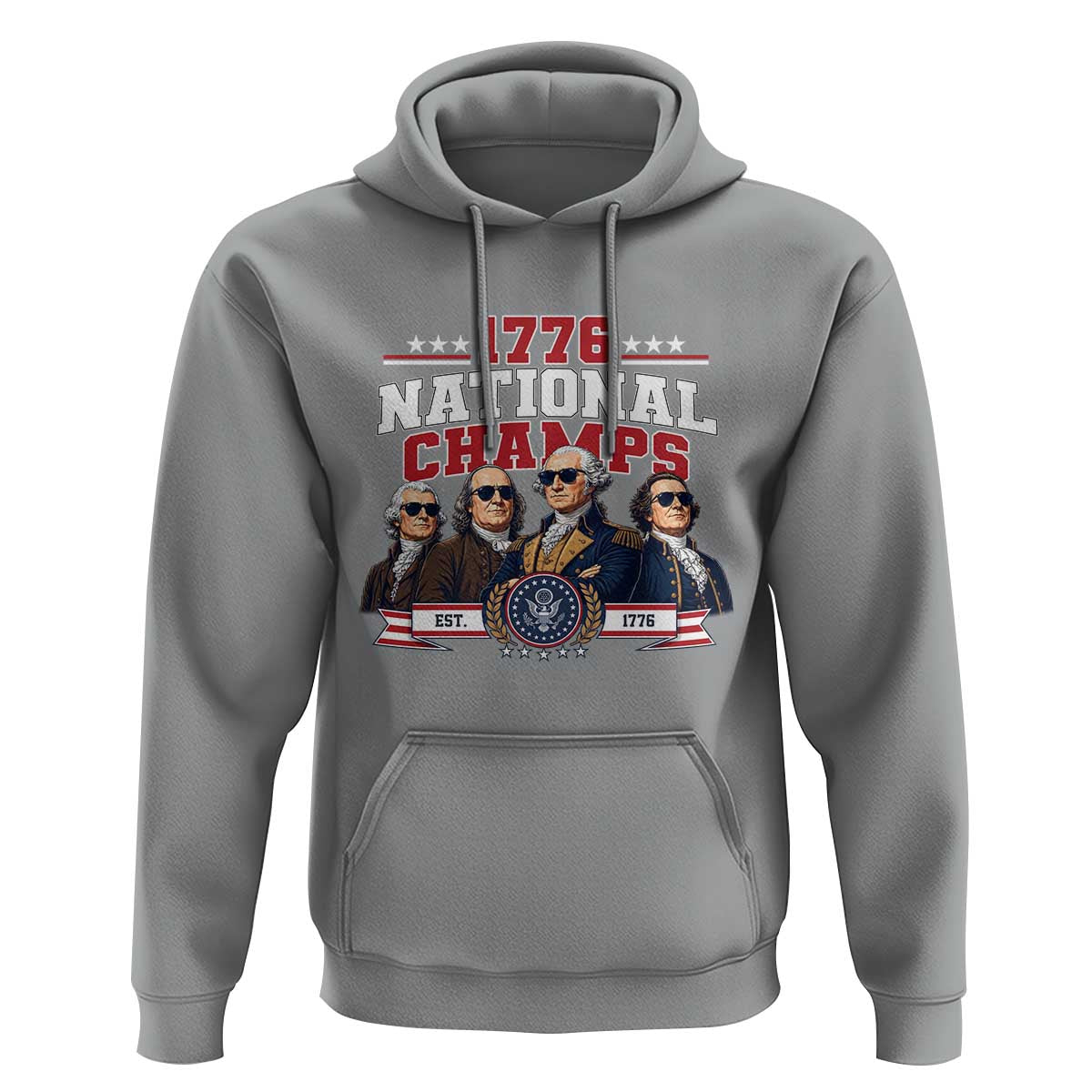1776 National Champs Est 1776 Vintage Seal Hoodie Funny Cool Sunglasses Presidents and Founding Fathers Sports Style Patriotic