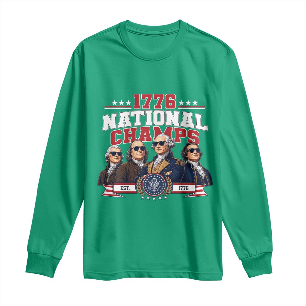 1776 National Champs Est 1776 Vintage Seal Long Sleeve Shirt Funny Cool Sunglasses Presidents and Founding Fathers Sports Style Patriotic