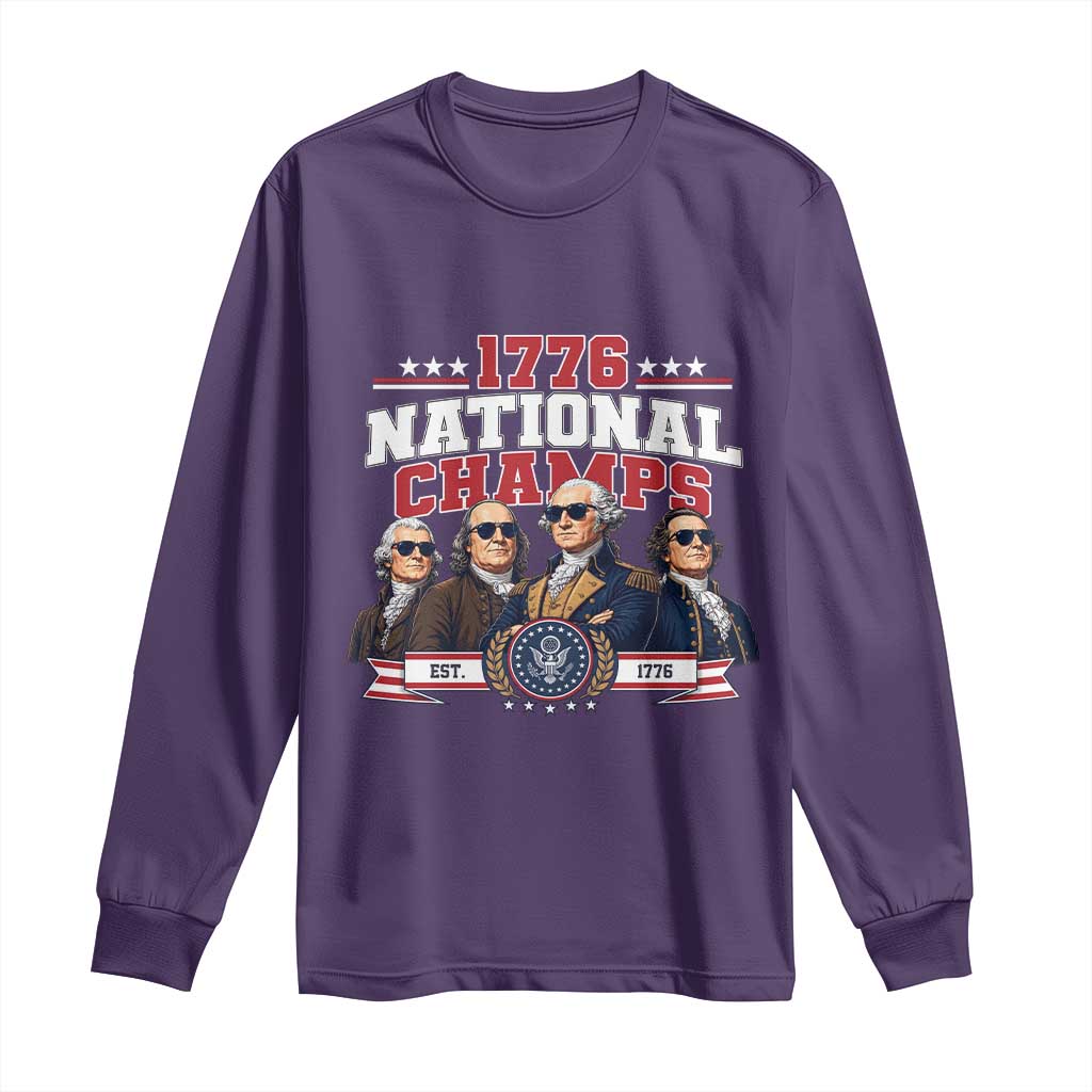 1776 National Champs Est 1776 Vintage Seal Long Sleeve Shirt Funny Cool Sunglasses Presidents and Founding Fathers Sports Style Patriotic
