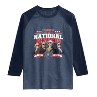 1776 National Champs Est 1776 Vintage Seal Raglan Shirt Funny Cool Sunglasses Presidents and Founding Fathers Sports Style Patriotic