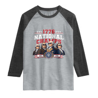 1776 National Champs Est 1776 Vintage Seal Raglan Shirt Funny Cool Sunglasses Presidents and Founding Fathers Sports Style Patriotic