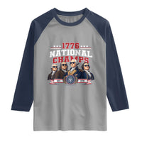 1776 National Champs Est 1776 Vintage Seal Raglan Shirt Funny Cool Sunglasses Presidents and Founding Fathers Sports Style Patriotic