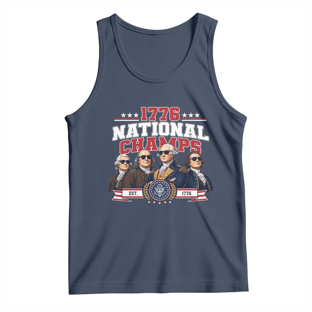 1776 National Champs Est 1776 Vintage Seal Tank Top Funny Cool Sunglasses Presidents and Founding Fathers Sports Style Patriotic