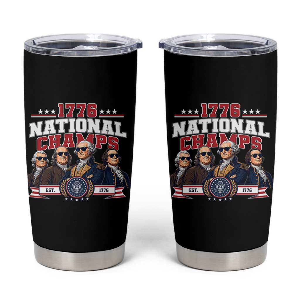 1776 National Champs Est 1776 Vintage Seal Tumbler Cup Funny Cool Sunglasses Presidents and Founding Fathers Sports Style Patriotic