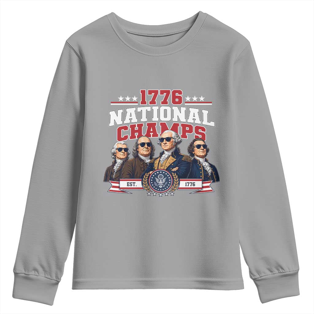 1776 National Champs Est 1776 Vintage Seal Youth Sweatshirt Funny Cool Sunglasses Presidents and Founding Fathers Sports Style Patriotic