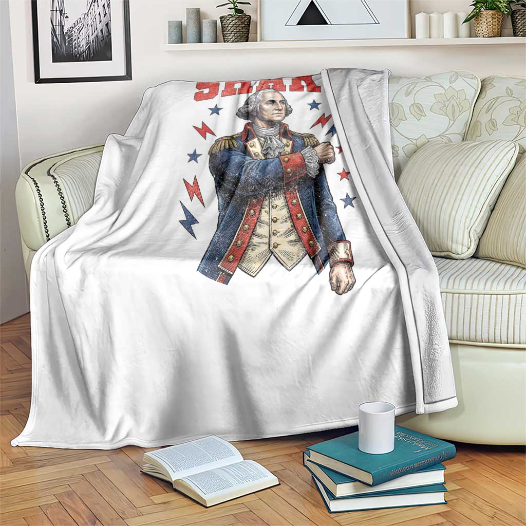 Shake Funny George Washington Patriotic Graphic Matching Throw Blanket Vintage Founding Father Distressed Stars and Lightning Bolts Dynamic Duo