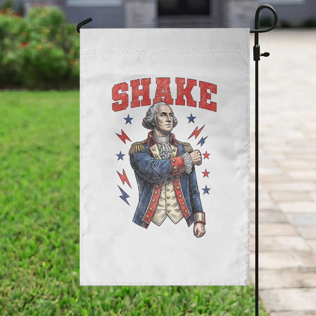 Shake Funny George Washington Patriotic Graphic Matching Garden Flag Vintage Founding Father Distressed Stars and Lightning Bolts Dynamic Duo