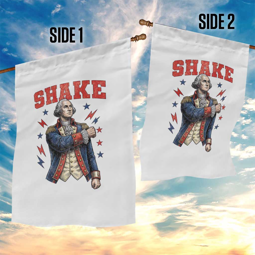 Shake Funny George Washington Patriotic Graphic Matching Garden Flag Vintage Founding Father Distressed Stars and Lightning Bolts Dynamic Duo
