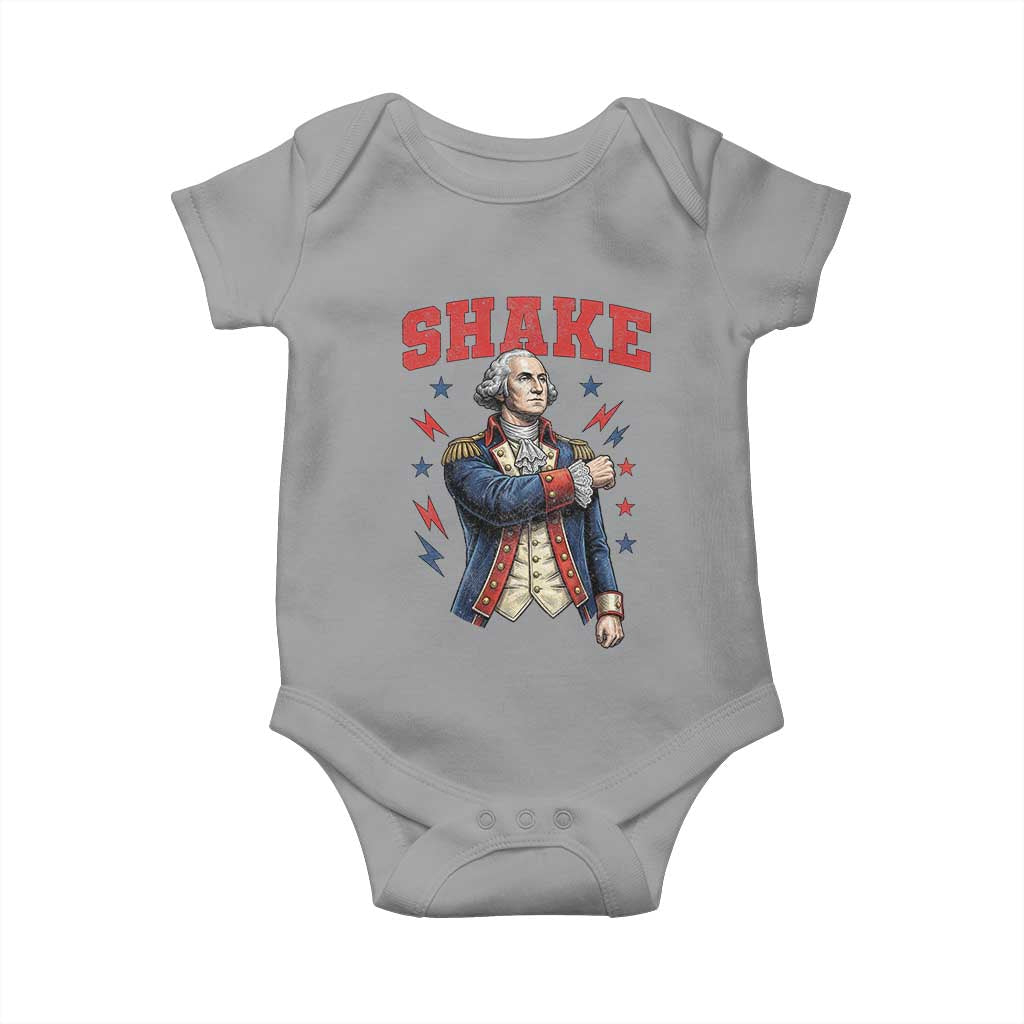 Shake Funny George Washington Patriotic Graphic Matching Baby Onesie Vintage Founding Father Distressed Stars and Lightning Bolts Dynamic Duo