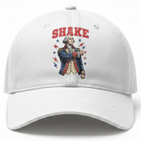 Shake Funny George Washington Patriotic Graphic Matching Baseball Cap Vintage Founding Father Distressed Stars and Lightning Bolts Dynamic Duo