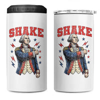 Shake Funny George Washington Patriotic Graphic Matching 4 in 1 Can Cooler Tumbler Vintage Founding Father Distressed Stars and Lightning Bolts Dynamic Duo