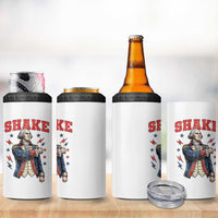 Shake Funny George Washington Patriotic Graphic Matching 4 in 1 Can Cooler Tumbler Vintage Founding Father Distressed Stars and Lightning Bolts Dynamic Duo