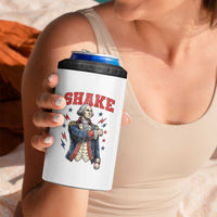 Shake Funny George Washington Patriotic Graphic Matching 4 in 1 Can Cooler Tumbler Vintage Founding Father Distressed Stars and Lightning Bolts Dynamic Duo