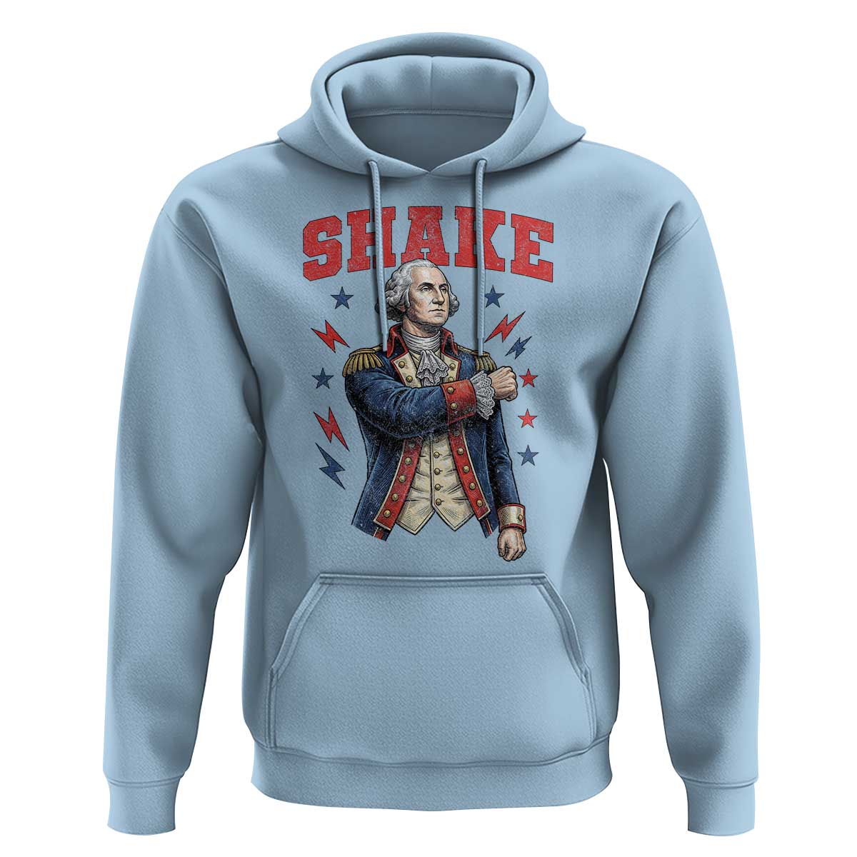 Shake Funny George Washington Patriotic Graphic Matching Hoodie Vintage Founding Father Distressed Stars and Lightning Bolts Dynamic Duo
