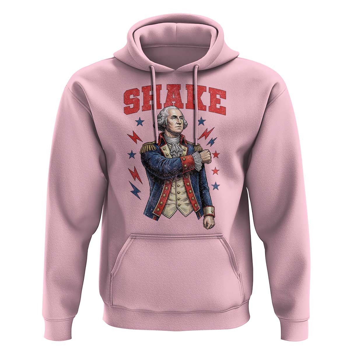 Shake Funny George Washington Patriotic Graphic Matching Hoodie Vintage Founding Father Distressed Stars and Lightning Bolts Dynamic Duo
