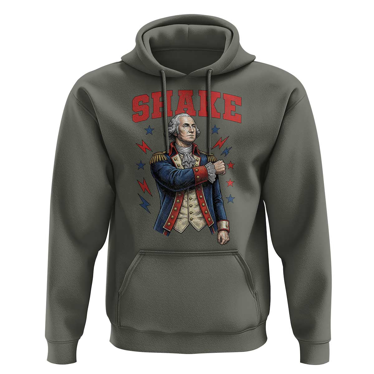 Shake Funny George Washington Patriotic Graphic Matching Hoodie Vintage Founding Father Distressed Stars and Lightning Bolts Dynamic Duo