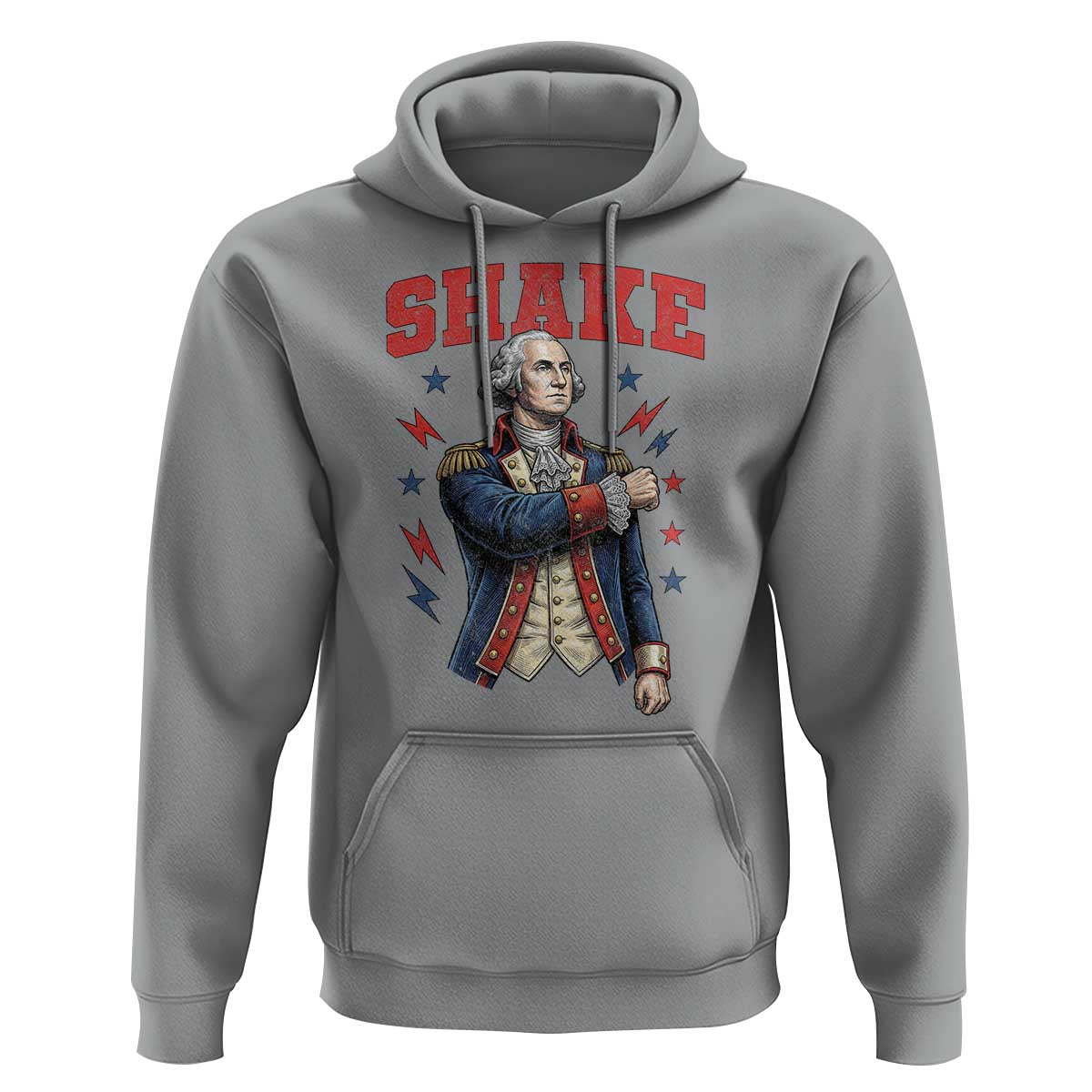 Shake Funny George Washington Patriotic Graphic Matching Hoodie Vintage Founding Father Distressed Stars and Lightning Bolts Dynamic Duo