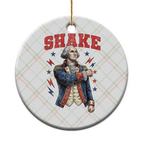 Shake Funny George Washington Patriotic Graphic Matching Ceramic Ornament Vintage Founding Father Distressed Stars and Lightning Bolts Dynamic Duo