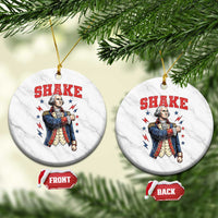 Shake Funny George Washington Patriotic Graphic Matching Ceramic Ornament Vintage Founding Father Distressed Stars and Lightning Bolts Dynamic Duo