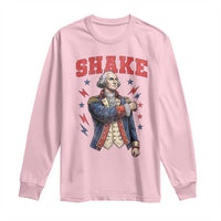 Shake Funny George Washington Patriotic Graphic Matching Long Sleeve Shirt Vintage Founding Father Distressed Stars and Lightning Bolts Dynamic Duo