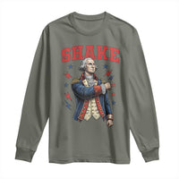 Shake Funny George Washington Patriotic Graphic Matching Long Sleeve Shirt Vintage Founding Father Distressed Stars and Lightning Bolts Dynamic Duo