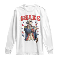 Shake Funny George Washington Patriotic Graphic Matching Long Sleeve Shirt Vintage Founding Father Distressed Stars and Lightning Bolts Dynamic Duo